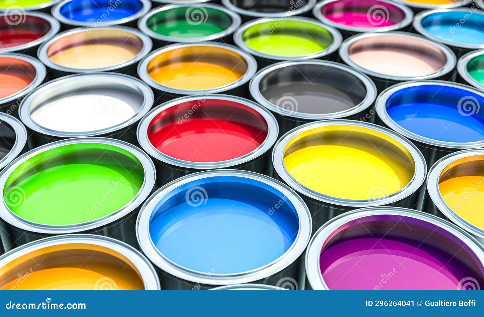 Group of Cans Filled with Coloured Paint Stock Illustration