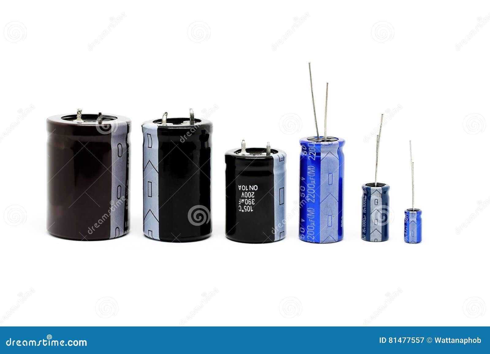 Group of capacitors stock image. Image of blue, power 81477557