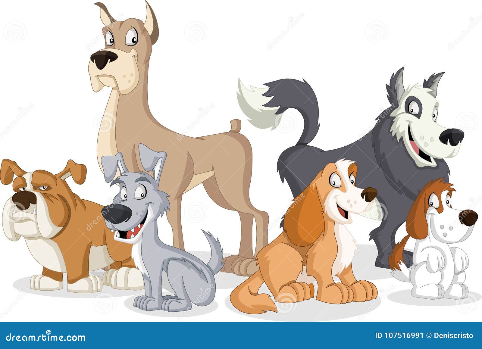 Group Of Cartoon Dogs Stock Vector Illustration Of Mascot