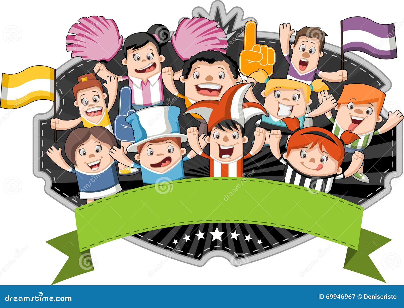 Group Of Cartoon Sport Fans Stock Vector - Illustration of cheering