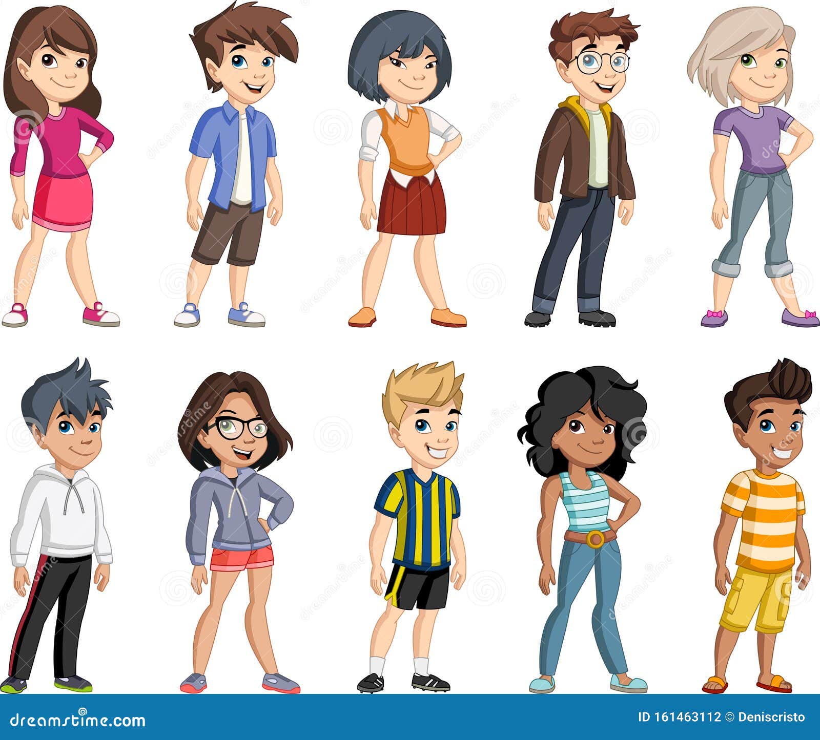 Group of Cartoon Young Children. Stock Vector - Illustration of girl, people: 161463112 Group of Cartoon Young Children. Stock Vector - Illustration of girl, people: 161463112