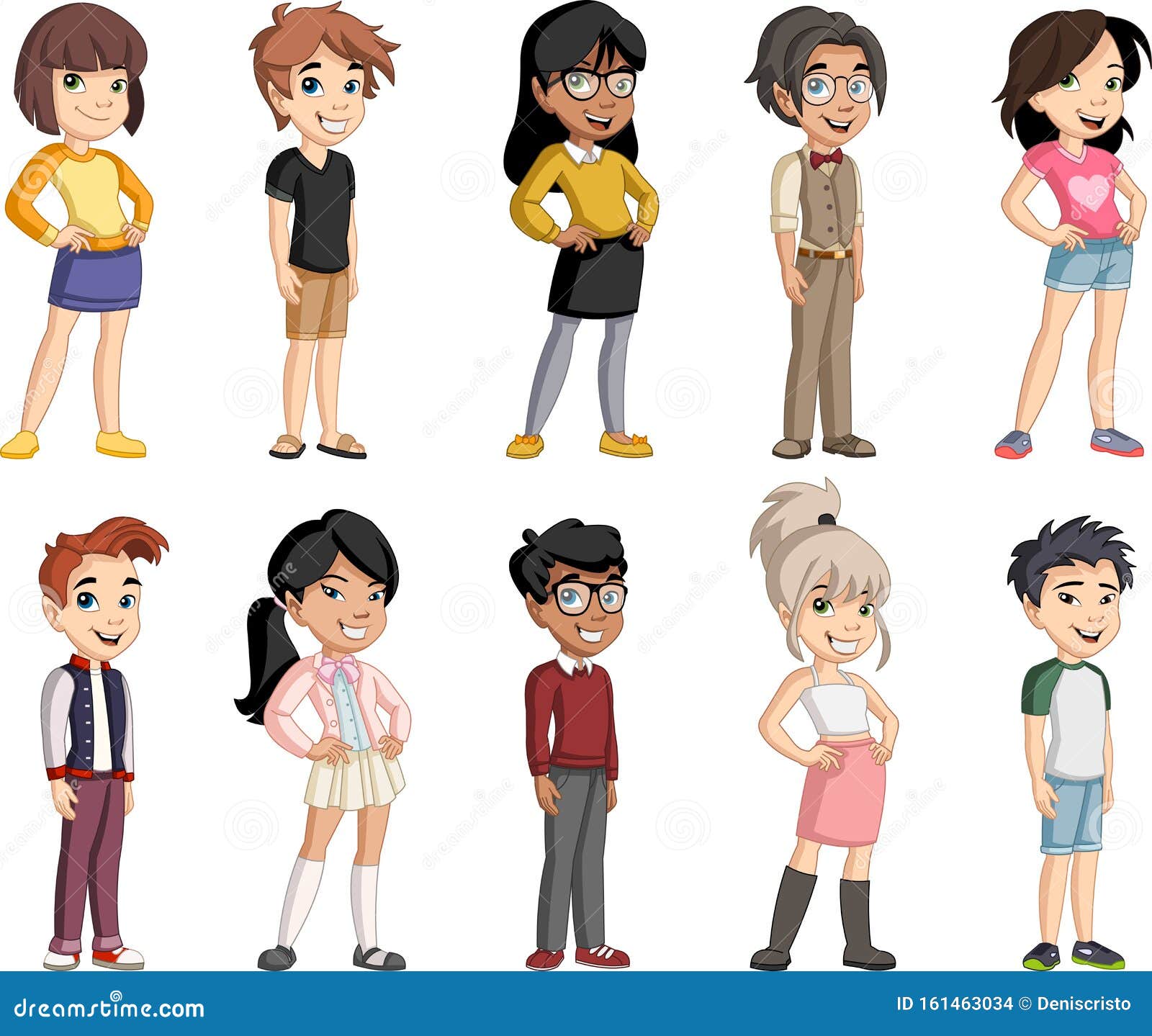 Group of Cartoon Young Children. Stock Vector - Illustration of student,  happy: 161463034