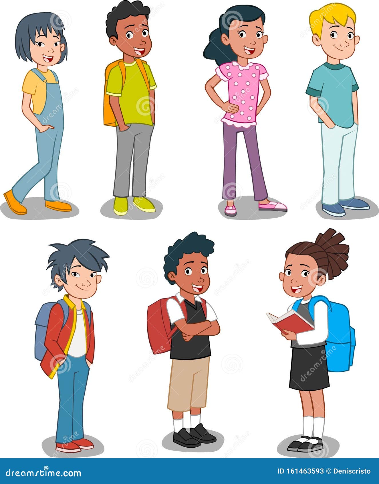 Group of Cartoon Young Kids Stock Vector - Illustration of students, group:  161463593