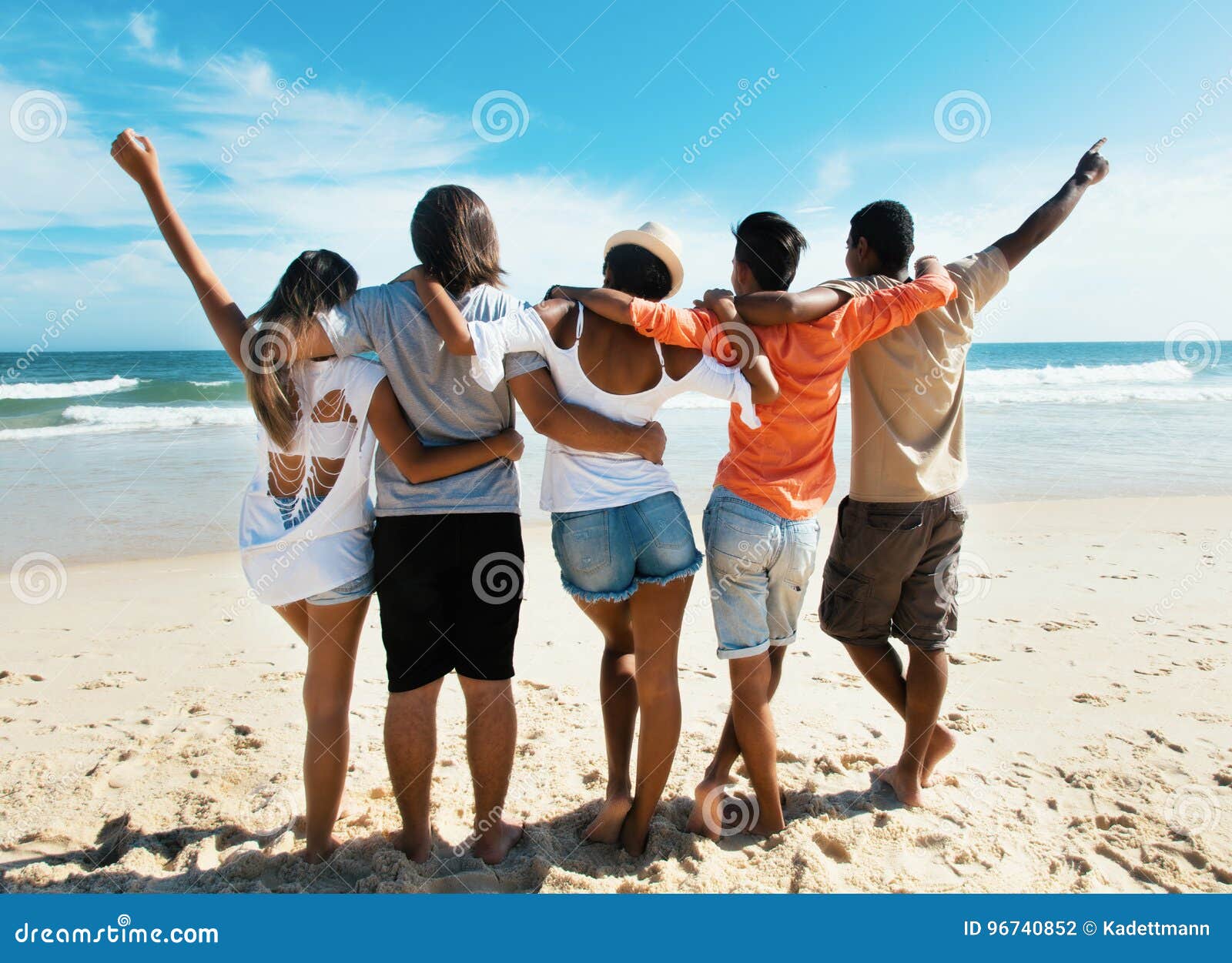 Group of Cheering Young Adults at Beach Stock Photo Image of group