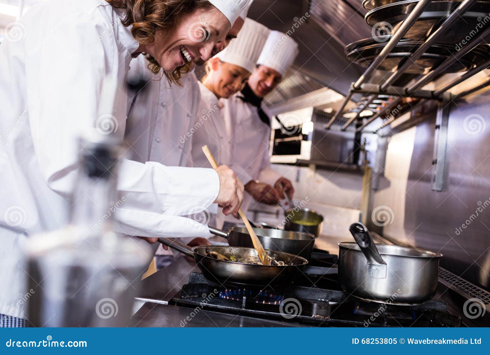 Group of Chef Preparing Food in the Kitchen Stock Image Image of