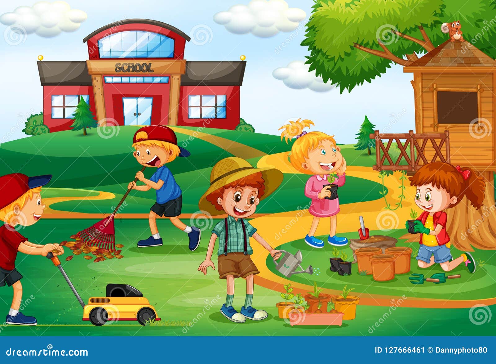 Group of Children Gardening Stock Vector Illustration of clipart