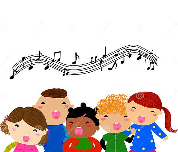 Group of children singing stock illustration. Illustration of city ...