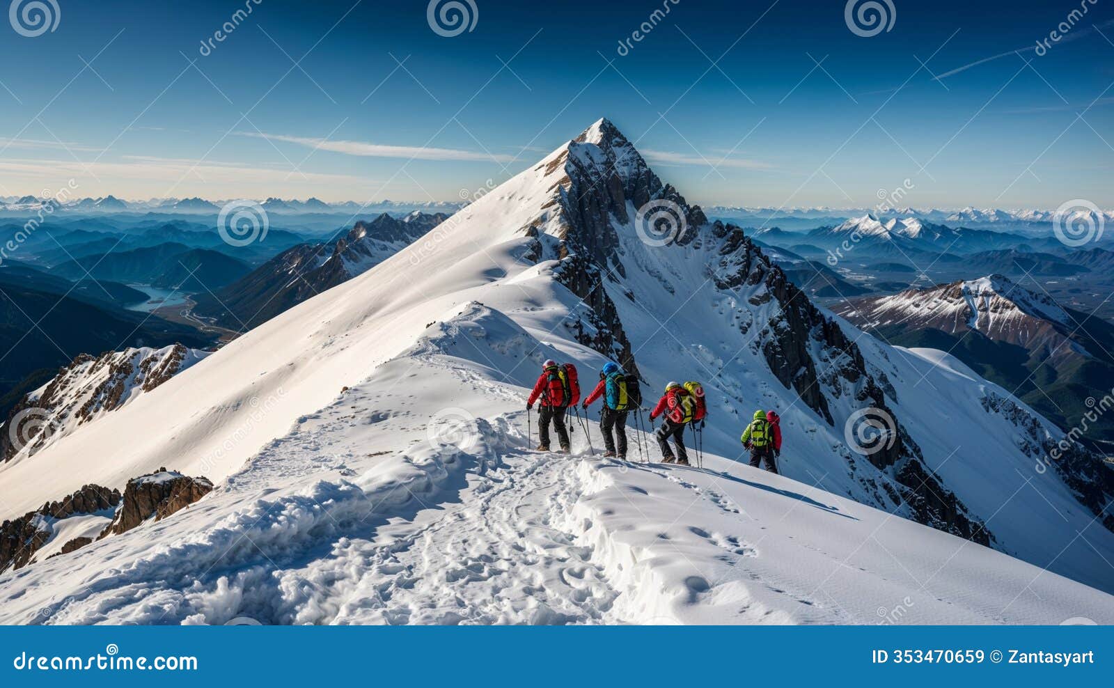 a group of climbers making their way to the summit of a mountain