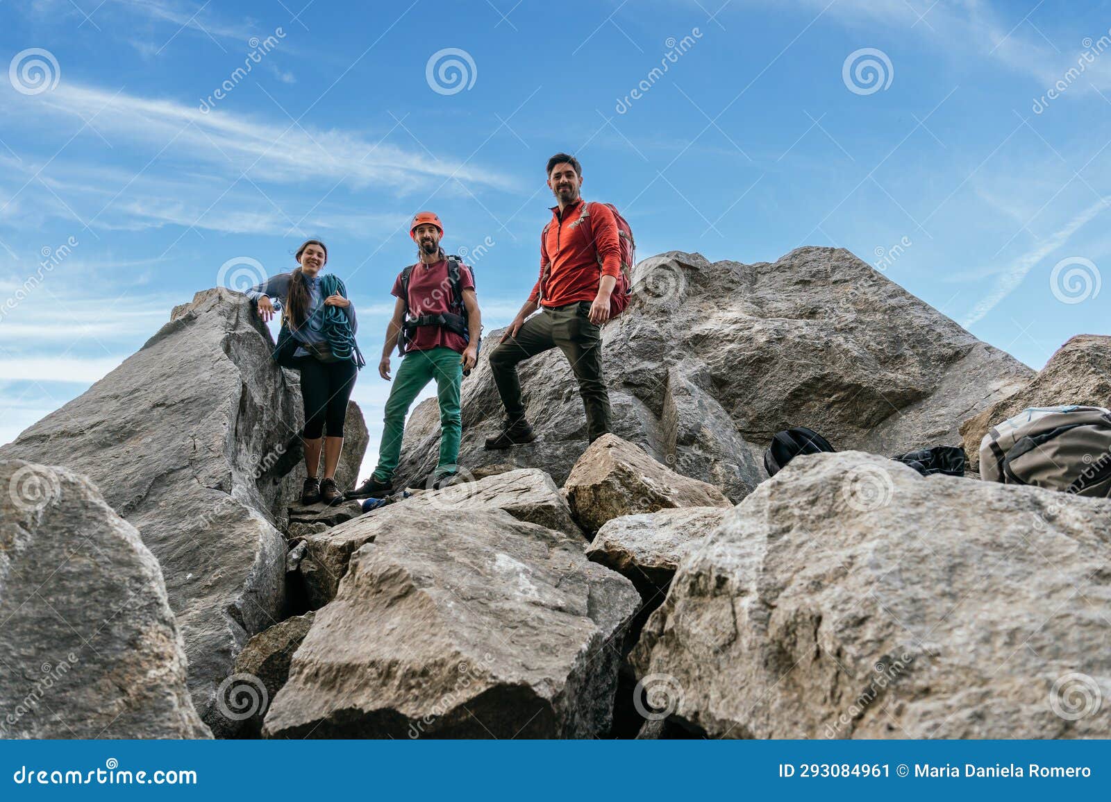 A Group of Climbing Friends, Smiling and Looking at the Camera at the