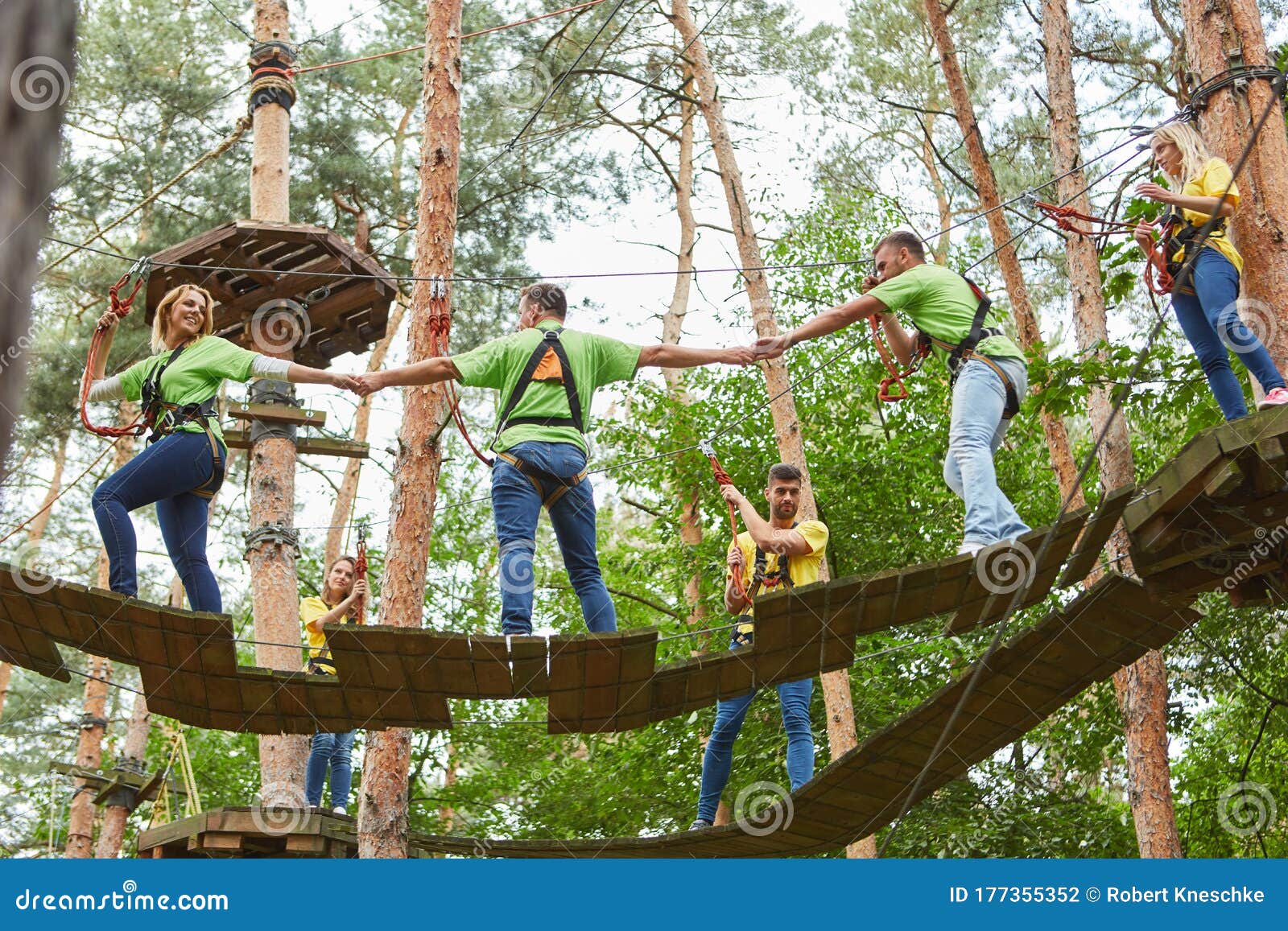 Group Climbing in the High Ropes Course As a Team Building Activity Stock  Photo - Image of activity, extreme: 177355352