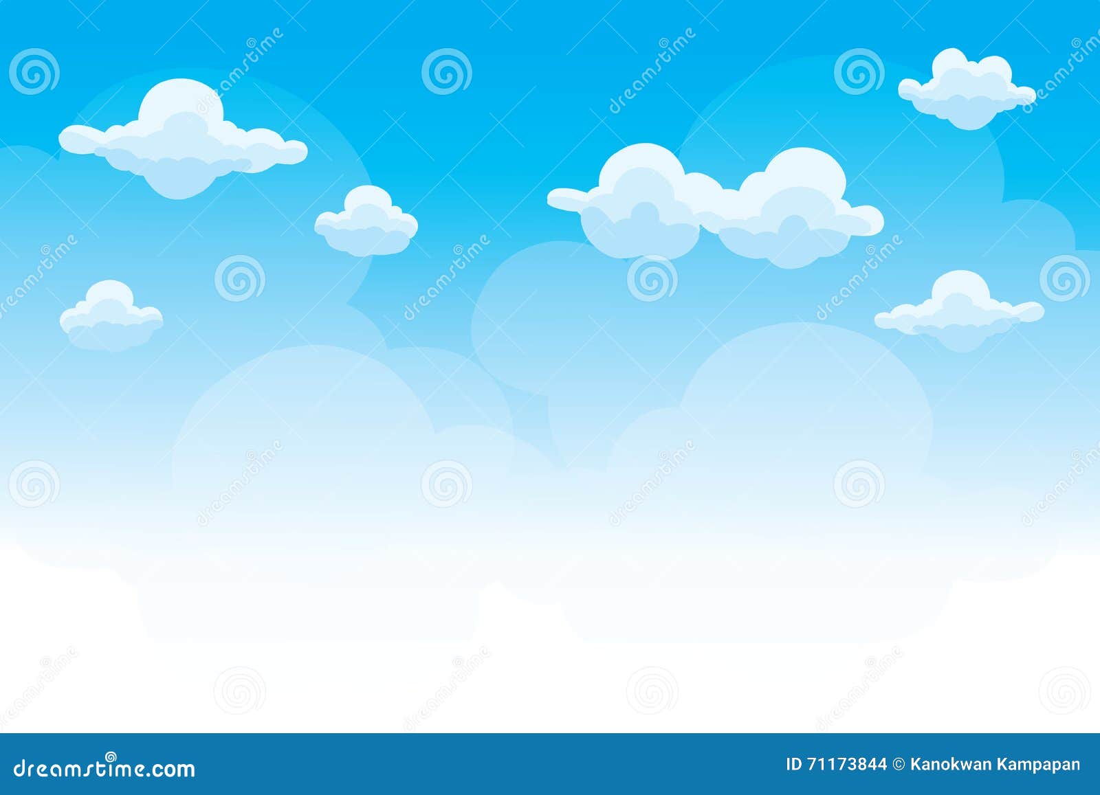 Group of Clouds on Blue Sky, Background of Cartoon Clouds Stock Vector -  Illustration of bright, cloudy: 71173844