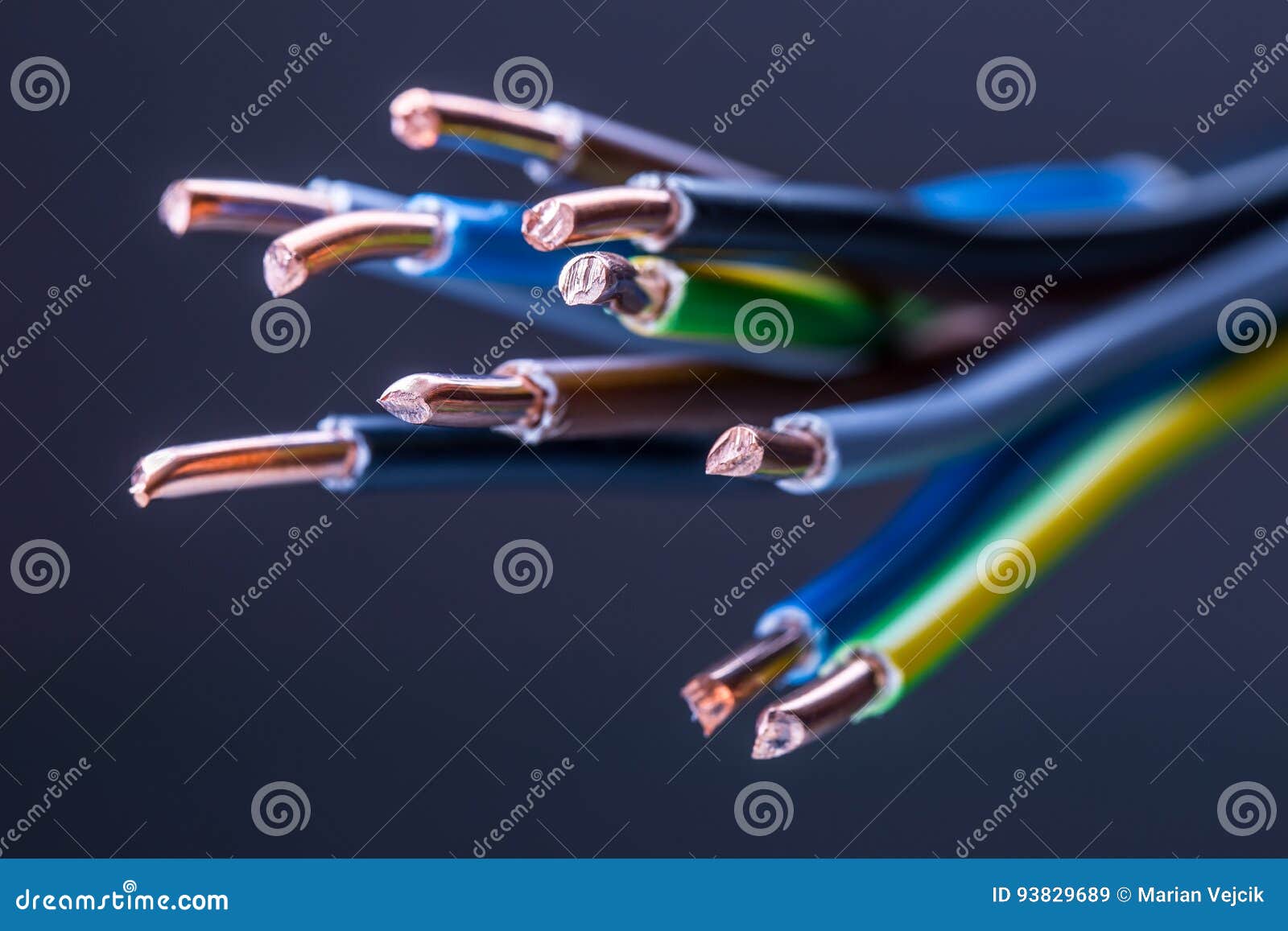 group of colored electrical cables - studio shot