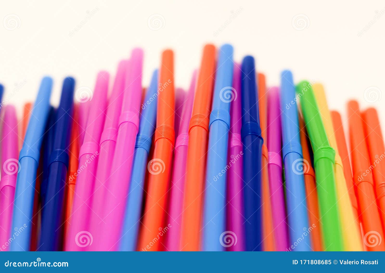 A Group of Colored Plastic Cocktail Straws Stock Image Image of bendy