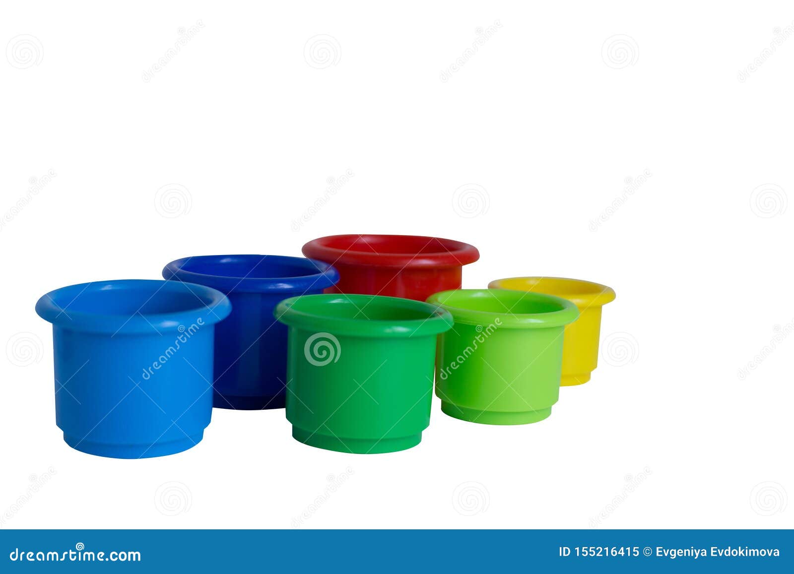 Group of Colored Plastic Glasses for Children`s Games Stock