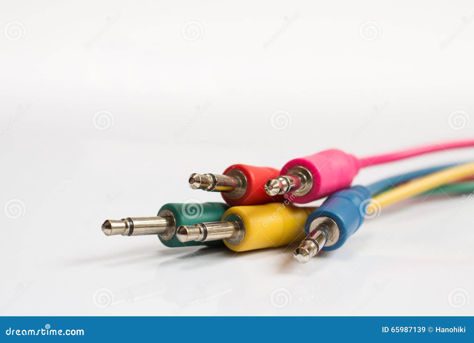 Group of Colorful Audio Cables / Plugs Macro Stock Image Image of