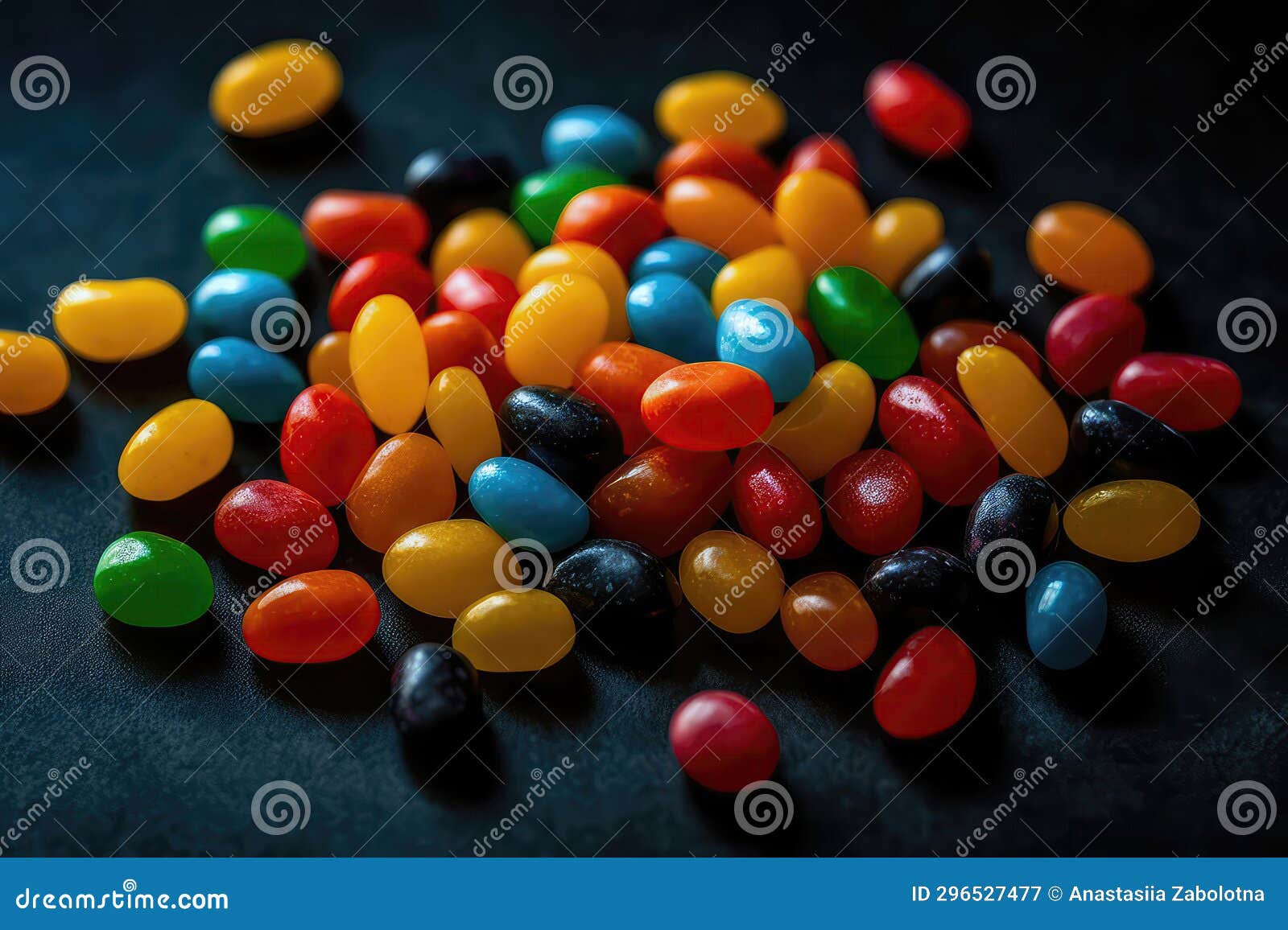 Group of Colorful Jellybeans Forming Smiley Face. Generative AI Stock