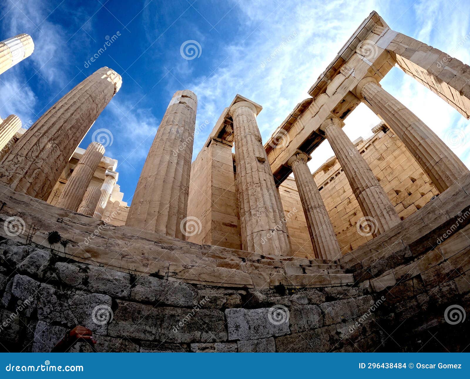 archeologist greek colums inside acropolis in athens