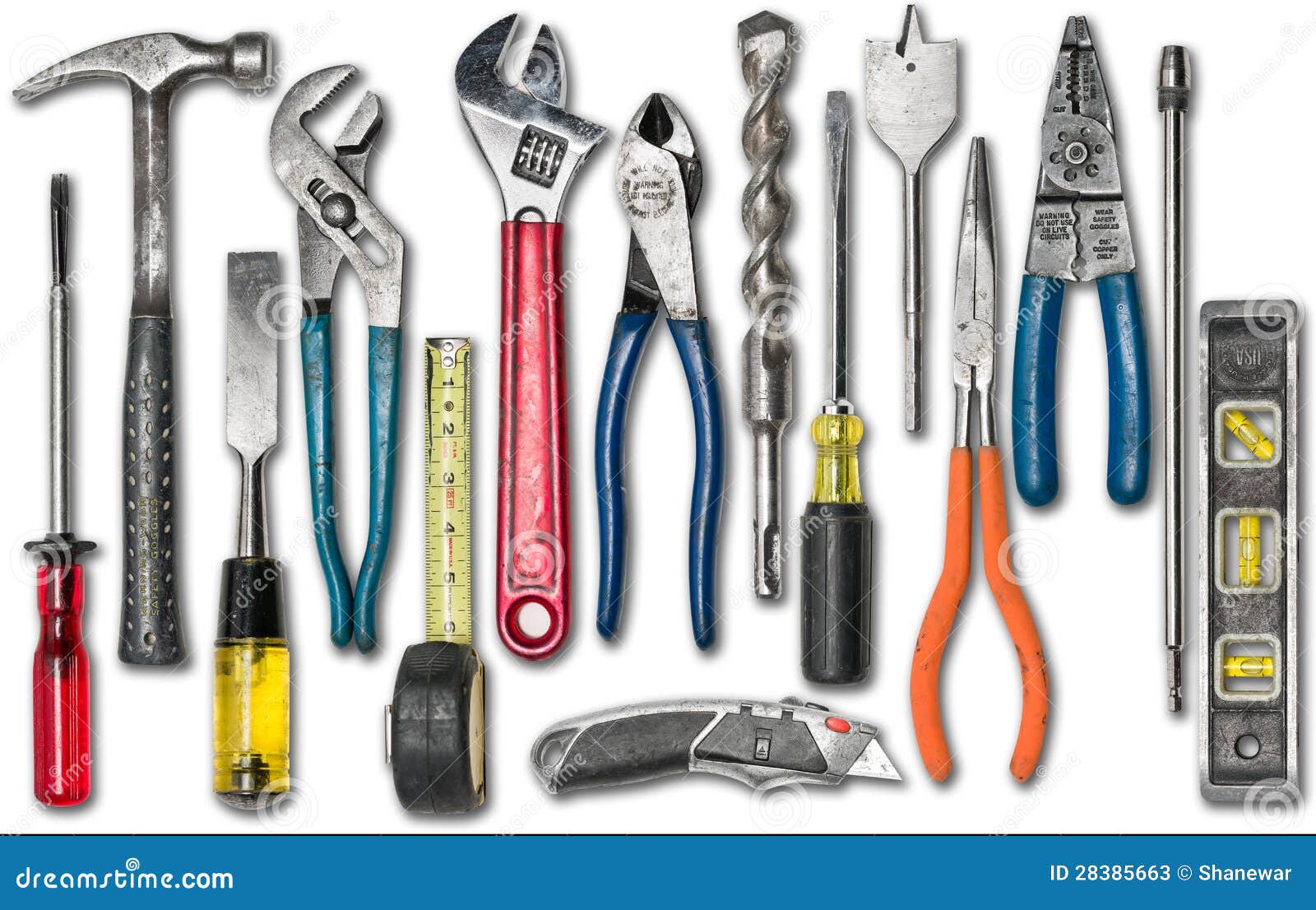 Group of Construction Tools on White Stock Image Image of collection