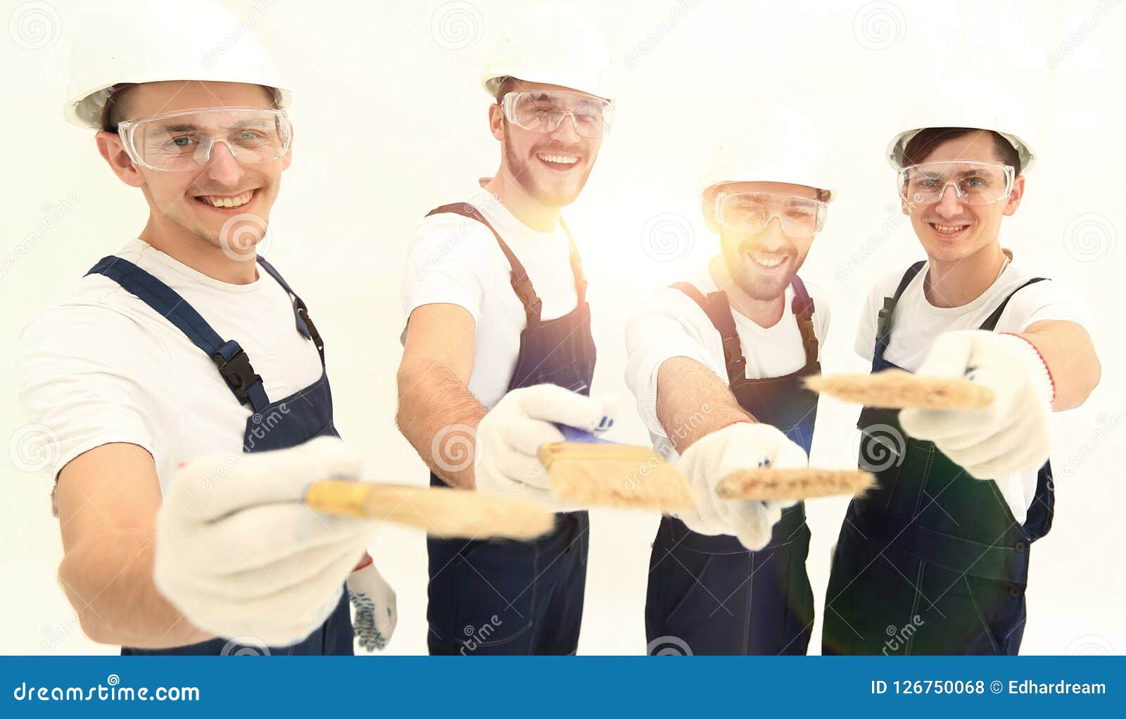Group of Construction Workers .isolated on White Stock Photo Image of