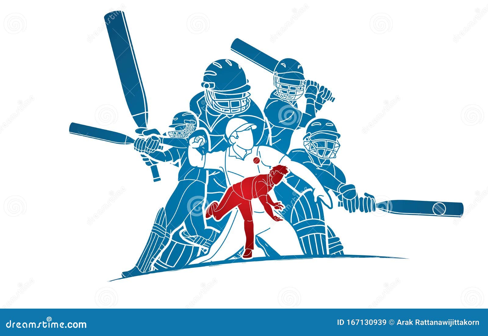 Group of Cricket Players Action Cartoon Sport Graphic Stock Vector -  Illustration of cartoon, double: 167130939
