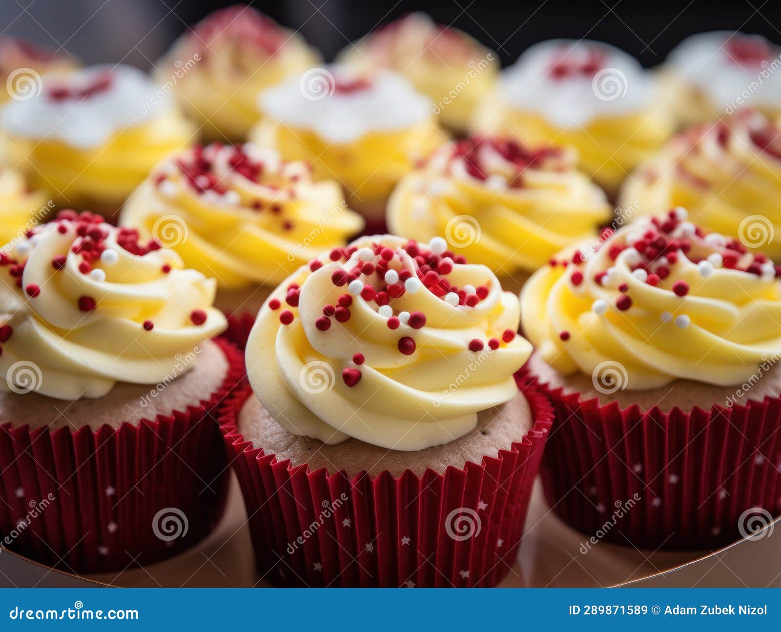 A Group of Cupcakes with Frosting and Sprinkles Stock Illustration
