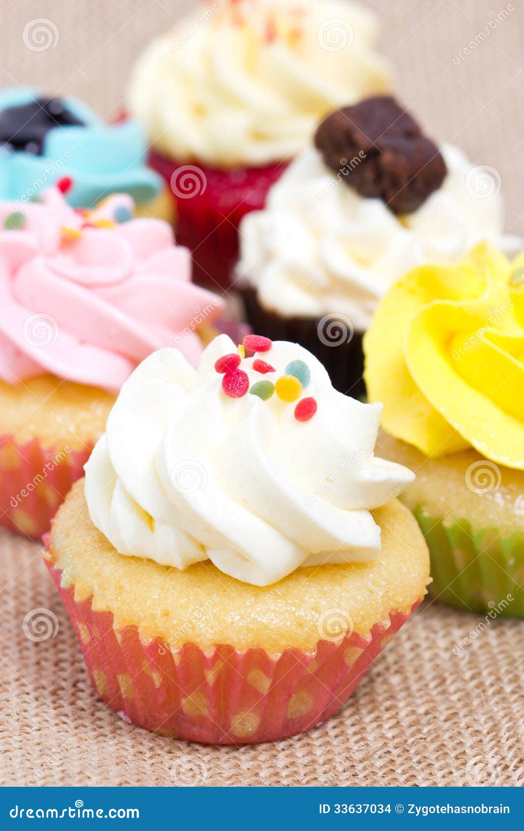 Group of cupcakes. stock photo. Image of iced, celebration 33637034