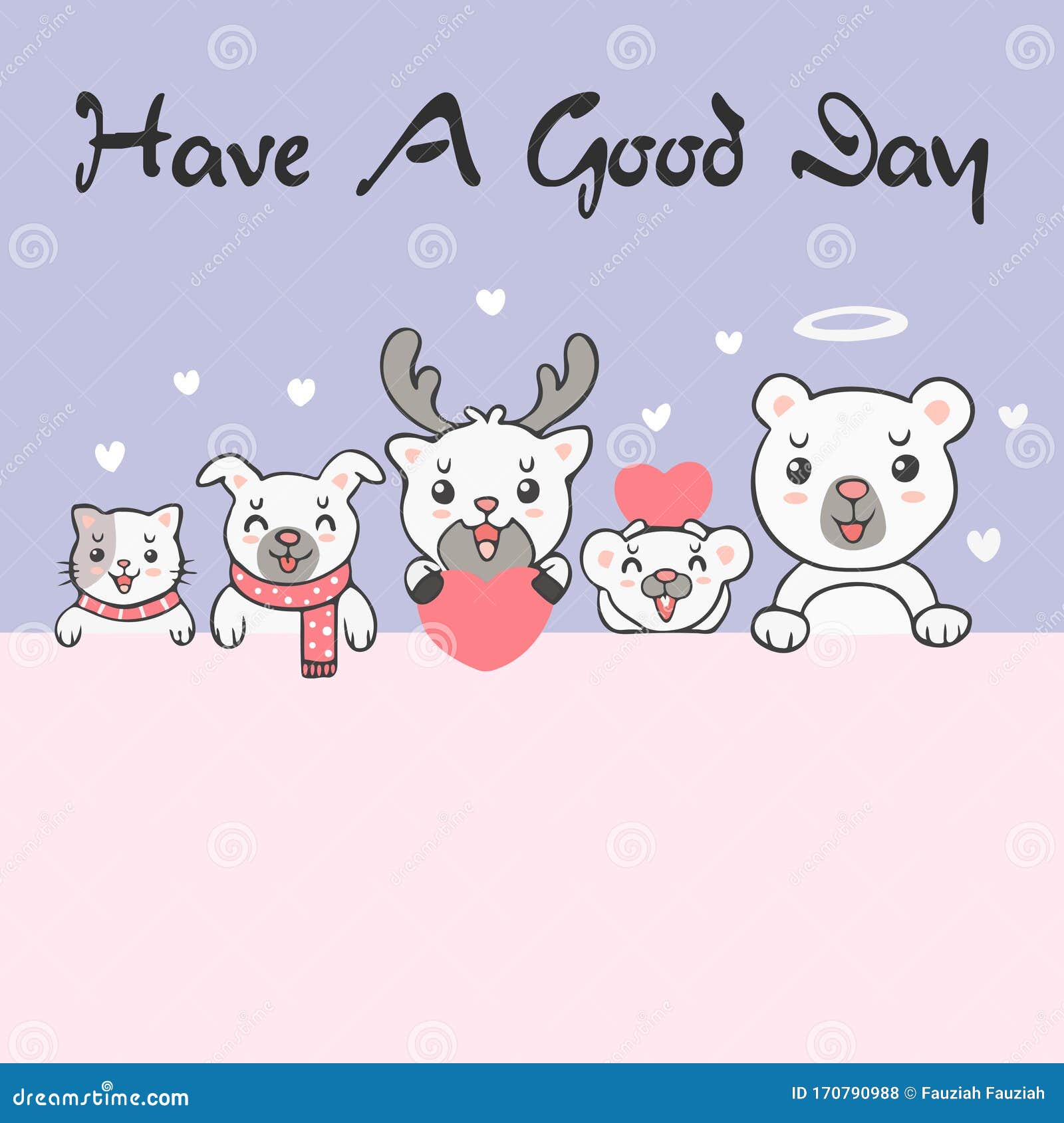 Group of Cute Kawaii Animals with Say Have a Good Day Background ...