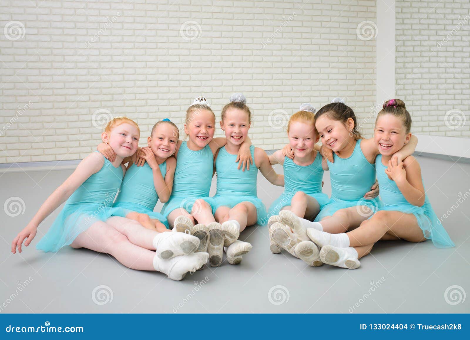 Group of Cute Little Ballet Dancers Having Fun at Dance School Class