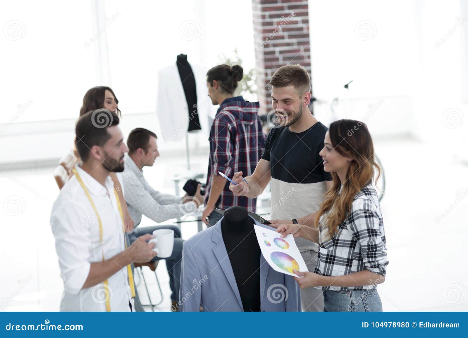 Group of Designers Discuss Men`s Suit Stock Photo - Image of industry ...