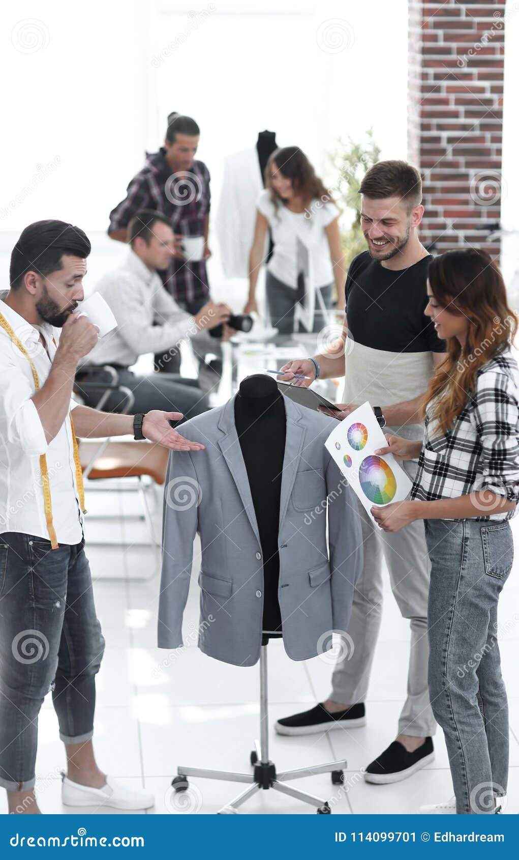 Group of Designers Discuss Men`s Suit Stock Image - Image of brainstorm ...