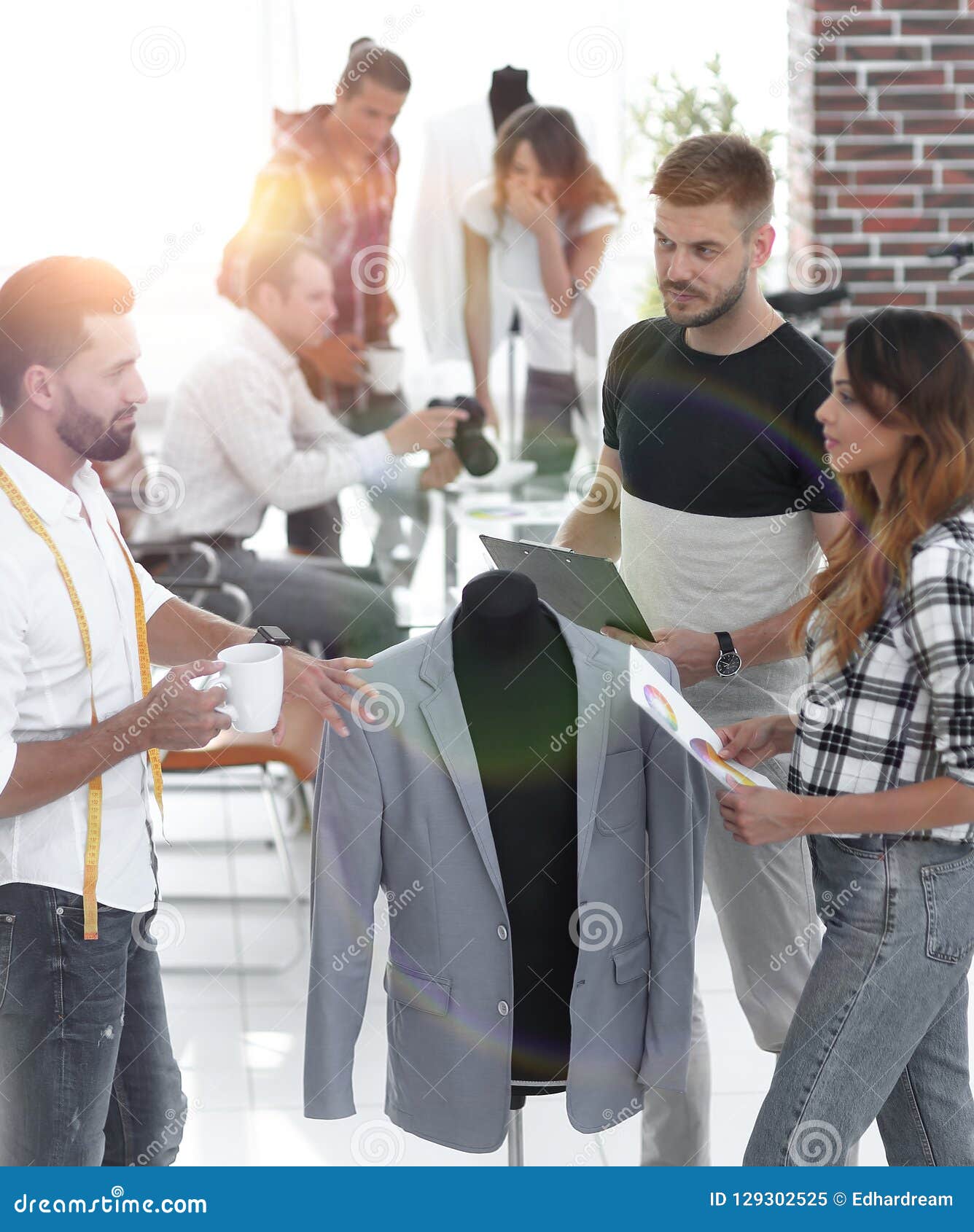 Group of Designers Discuss Men`s Suit Stock Image - Image of design ...