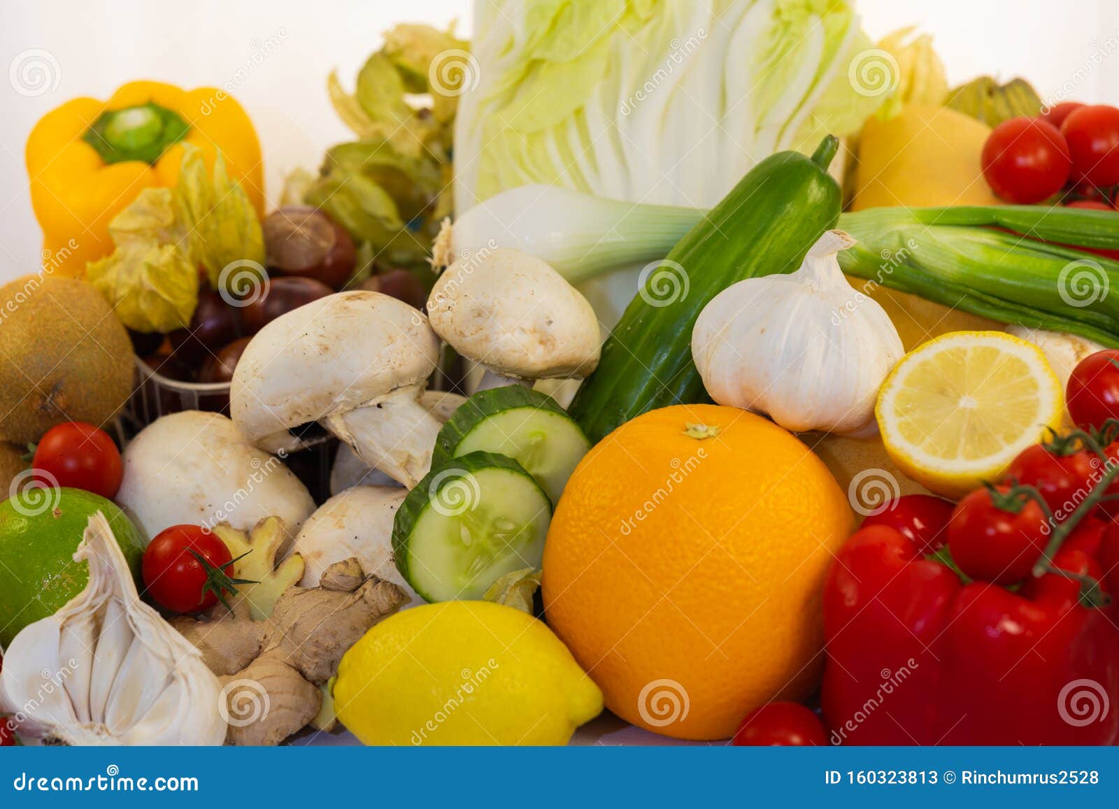 Group of Different Fruit and Vegetables Closeup Stock Image Image of