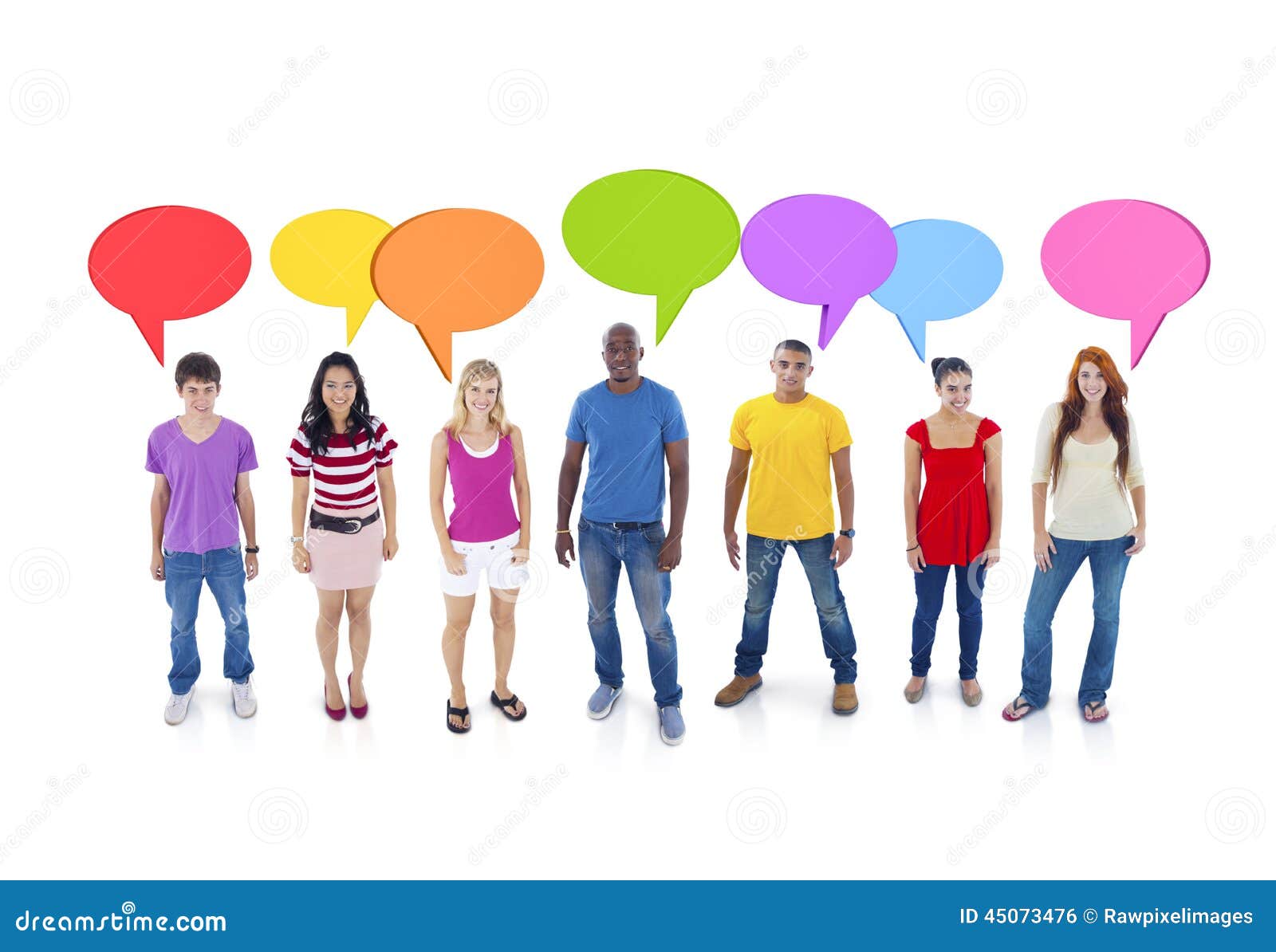 Group Discussion with Speech Bubbles Stock Photo - Image of background ...