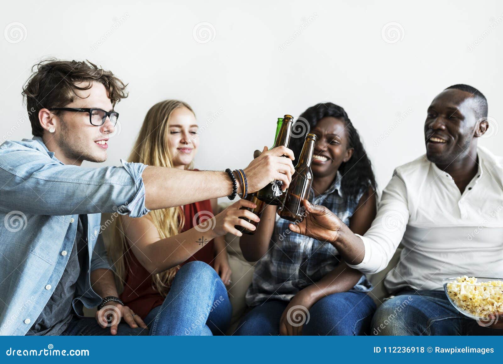 Group of Diverse Friends Drinking Beers Together Stock Photo Image of