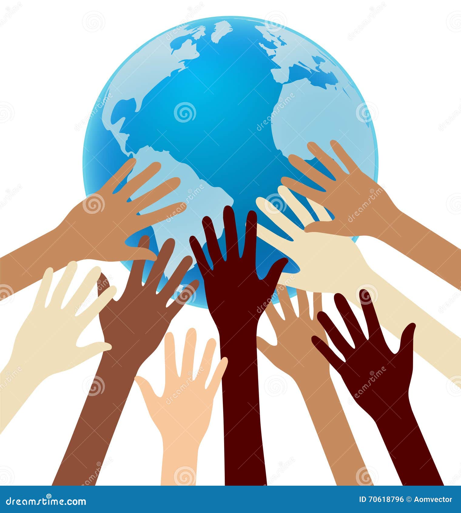 group of diversity hand reaching for the earth, globe, unity