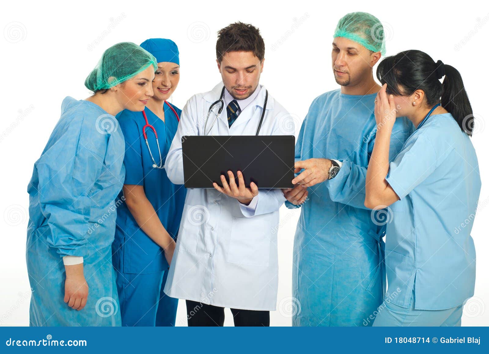 Group of Doctors Using Laptop Stock Photo Image of clinic, blue 18048714