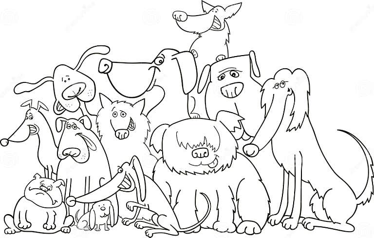 Group of dogs for coloring stock vector. Illustration of pointer - 17303895