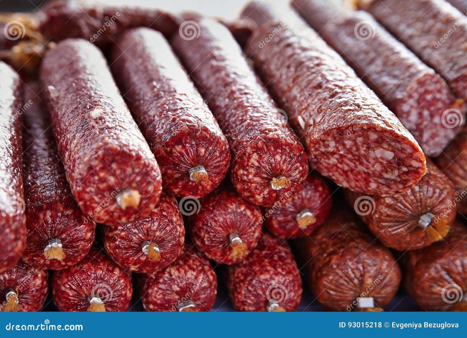 Group of Dried Sausage Stacked Stock Photo Image of snack, pepper