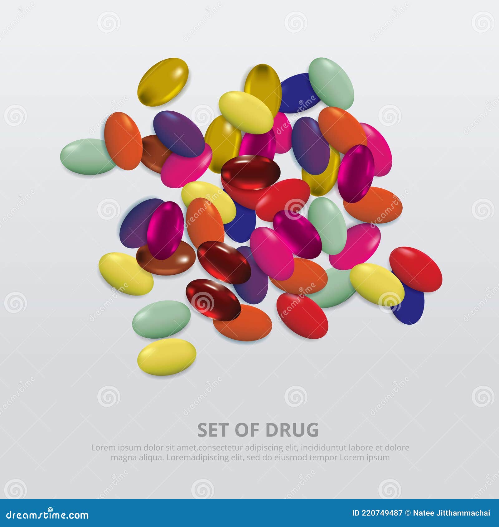 Group of Drug Realistic stock vector. Illustration of mock - 220749487