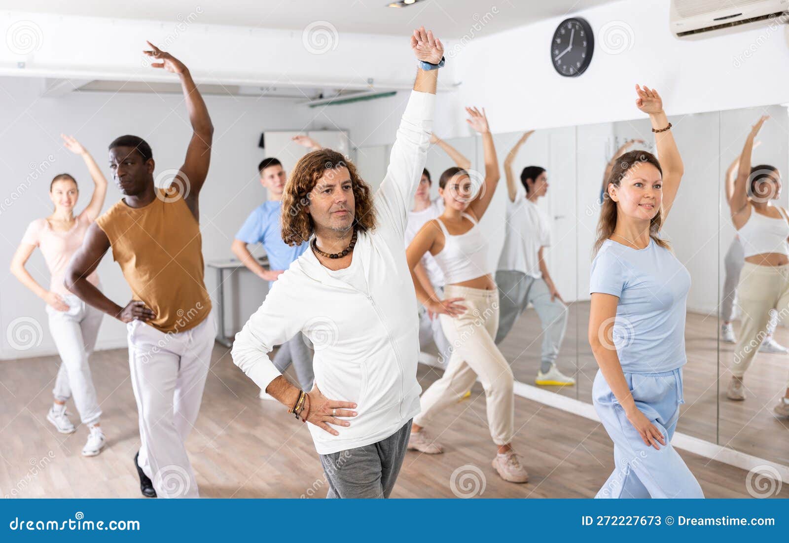 Group of Different People Rehearsing Dance in Dance Studio Stock Image ...