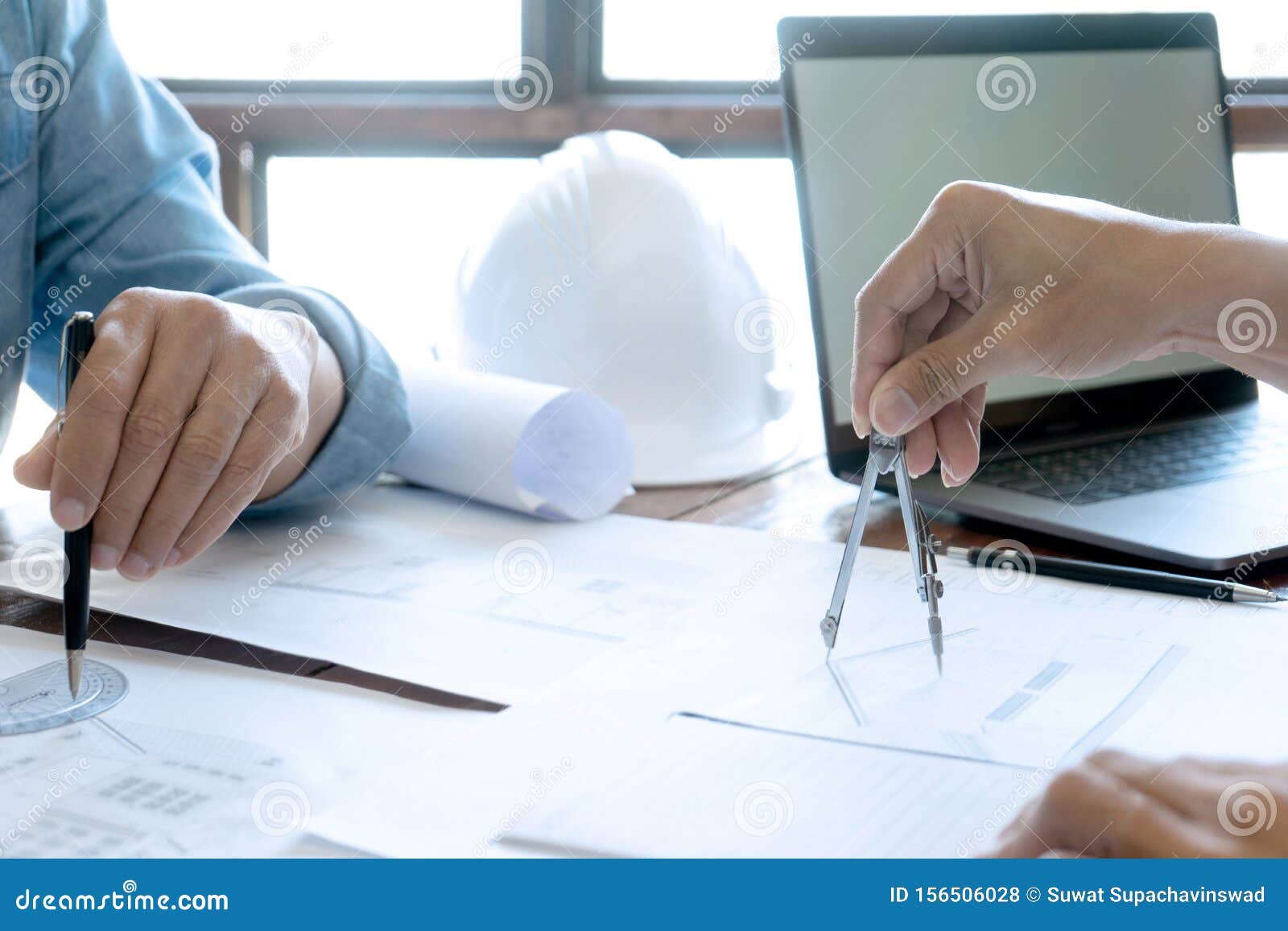 Group of Engineering or Architect Discussing Stock Photo Image of