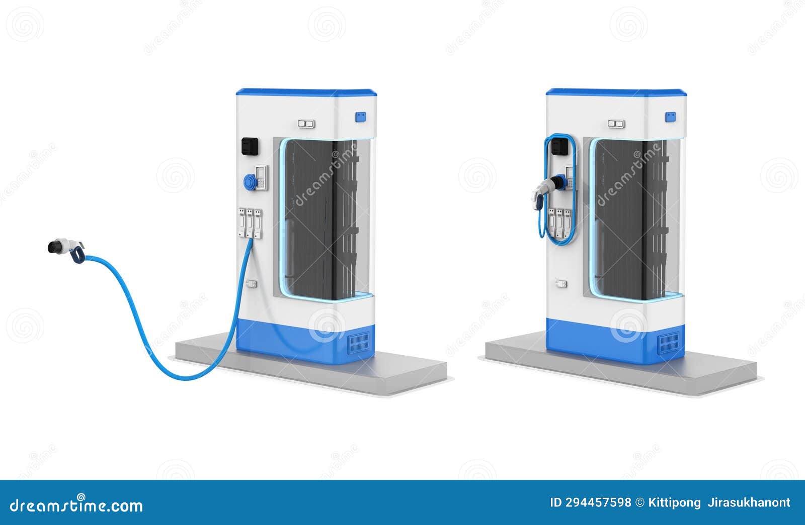 Group of EV Charging Stations or Electric Vehicle Recharging Stations