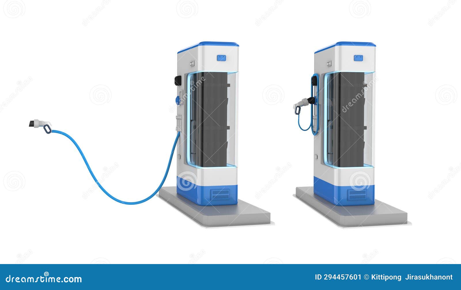 Group of EV Charging Stations or Electric Vehicle Recharging Stations