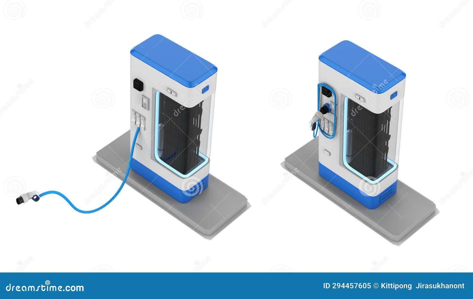 Group of EV Charging Stations or Electric Vehicle Recharging Stations