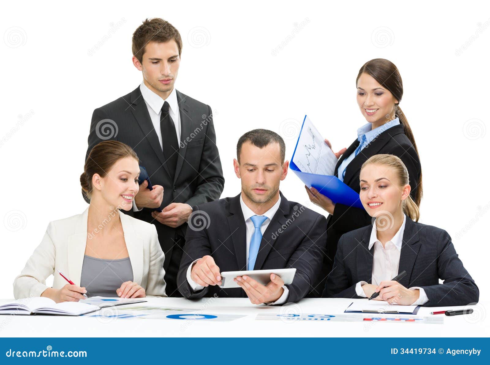 Group Of Executives Discussing Stock Photo Image of commerce, female 34419734