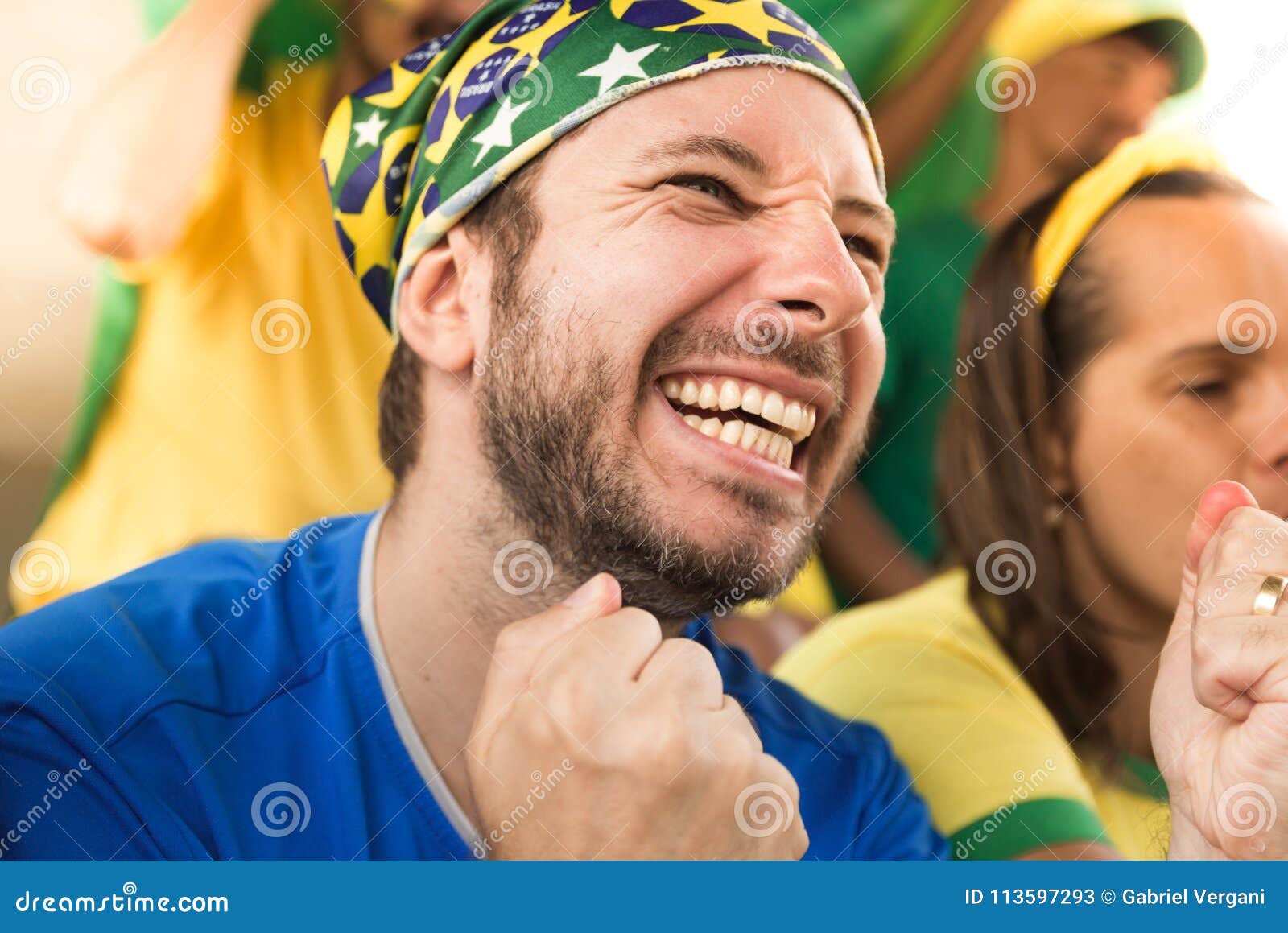 brazilian supporters at stadium bleachers.