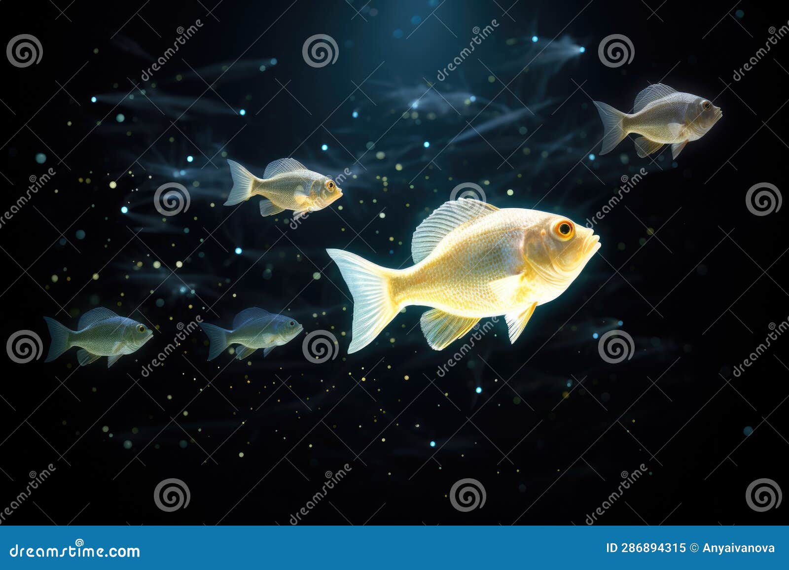 A Group of Fish Swimming in an Aquarium. Contaminated Water