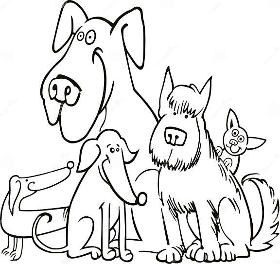 Group of Five Dogs for Coloring Stock Vector - Illustration of breed ...
