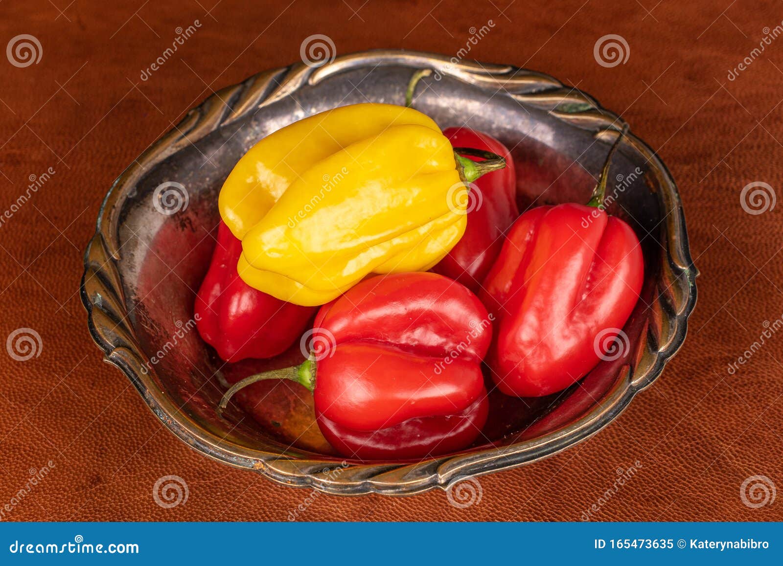 Hot Chili Habanero on Cognac Leather Stock Image - Image of natural ...