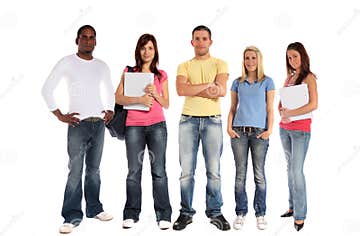 Group of five young people stock image. Image of cutout - 16720901